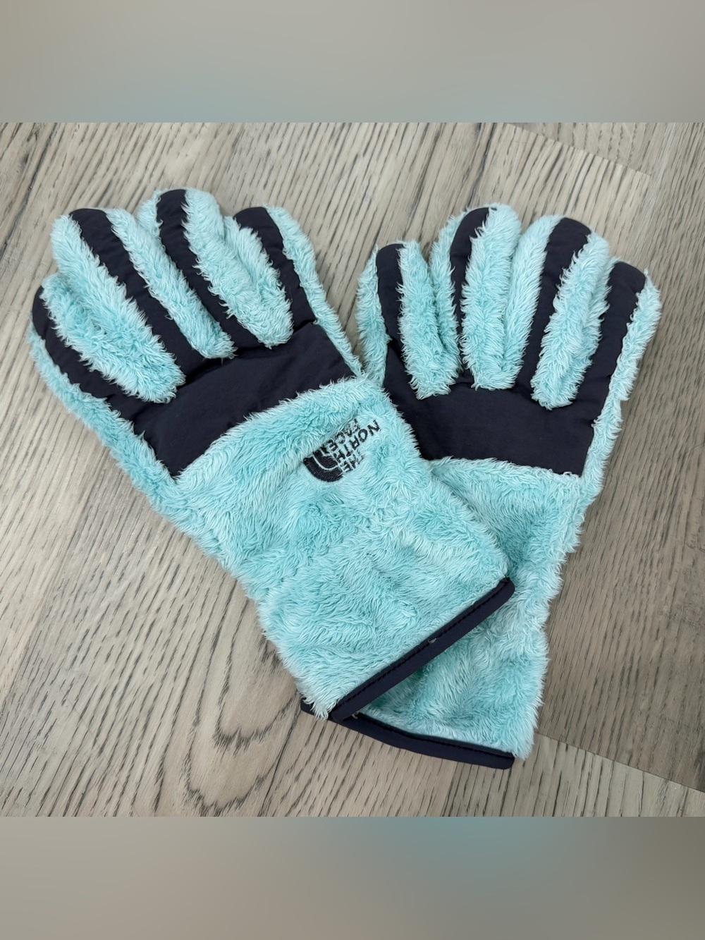 The North Face Womens Osito Etip Fleece Gloves Size Baby Blue Touchscreen SZ XS